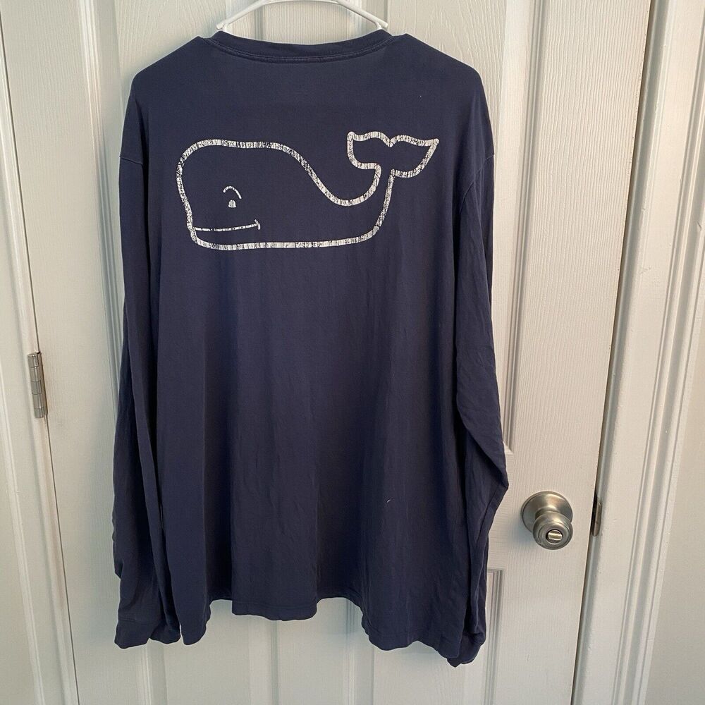 Vineyard Vines T Shirt Mens Large Graphic Pocket Tee Long Sleeve Vintage Whale